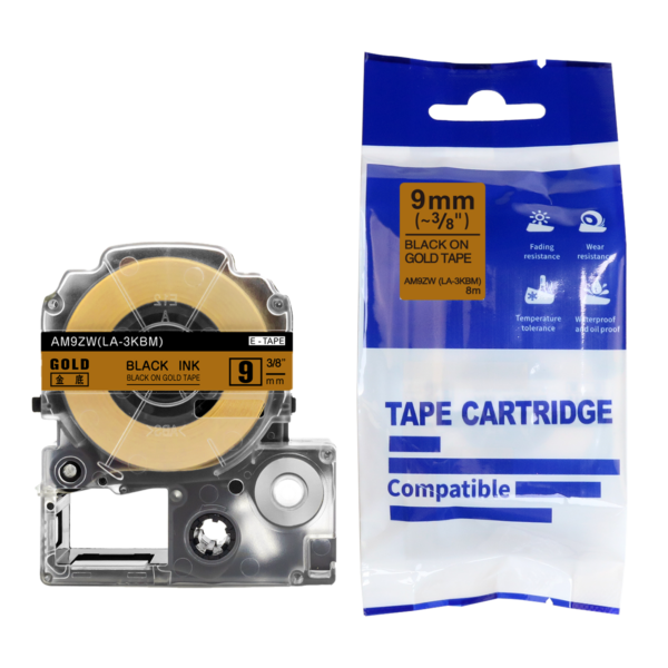 SBT tape for Epson LK3KBM 9mm x 8m Black on Gold, standard label - Image 3